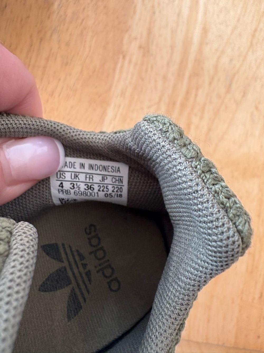 Adidas Olive Knit Running Sneakers - White Sole - Picture 6 of 6